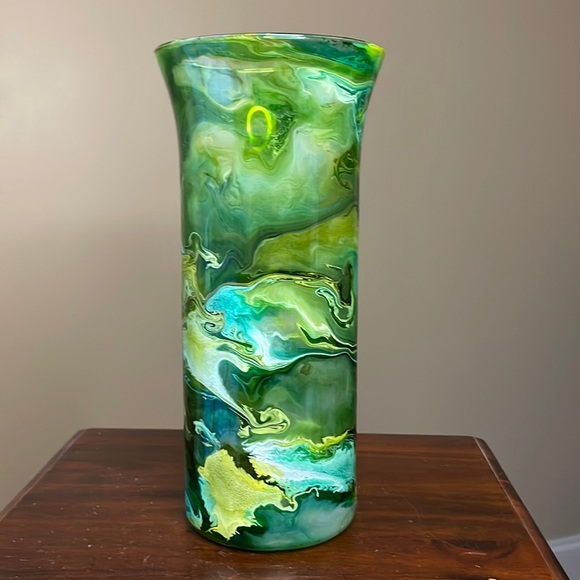 Green Art Deco Swirl Vase Home Decor Christmas